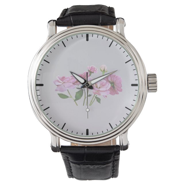 Pink Miniatur-Rose Armbanduhr (Vorderseite)
