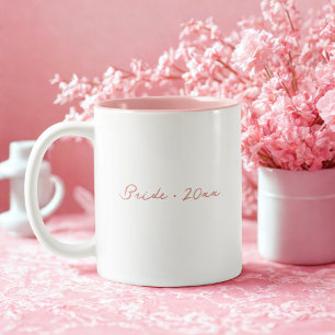 Pink Minimal Script Bridal Jahr Zweifarbige Tasse