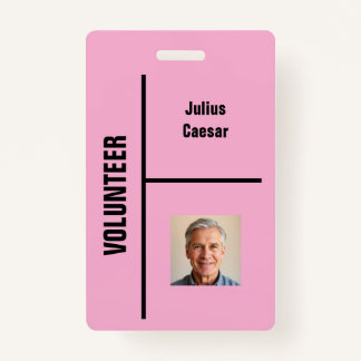 Pink Minimal Volunteer Event ID Abzeichen Ausweis