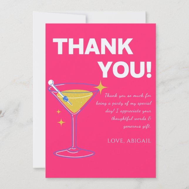Pink Minimalist 30th Birthday Thank You Cards    Dankeskarte (Vorderseite)