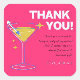 Pink Minimalist 30th Birthday Thank You Cards Quadratischer Aufkleber