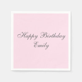 Pink Minimalist Birthday Party Napkins Serviette