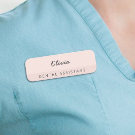 Pink Minimalist Dental Assistant Namensschild