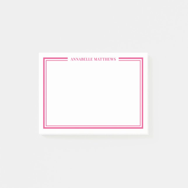Pink Minimalist Monogram Post-it Klebezettel (Vorderseite)