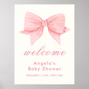 Pink Minimalistisch Bow Krawatte Baby Dusche Empfa Poster