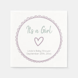 Pink Minimalistisch Doodle Es ist eine Girl Baby D Serviette