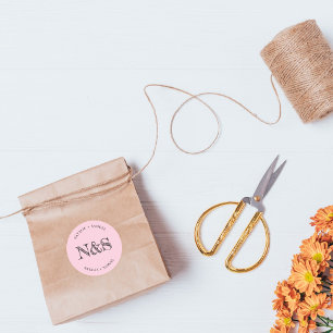 Pink Minimalistisch Elegant kühne Initialen Hochze Runder Aufkleber