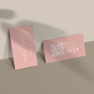 Pink Minimalistisch Elegant Scannable Qrcode Visitenkarte