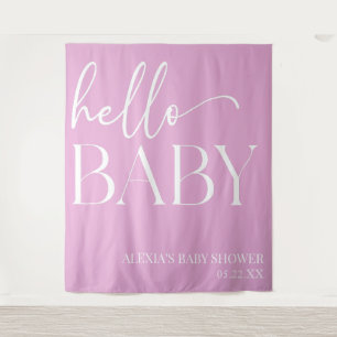 Pink Minimalistisch Hello Baby Dusche Wandteppich