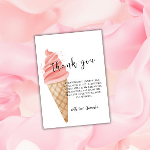Pink Minimalistisch Ice Cream Scoop Babydusche Dankeskarte