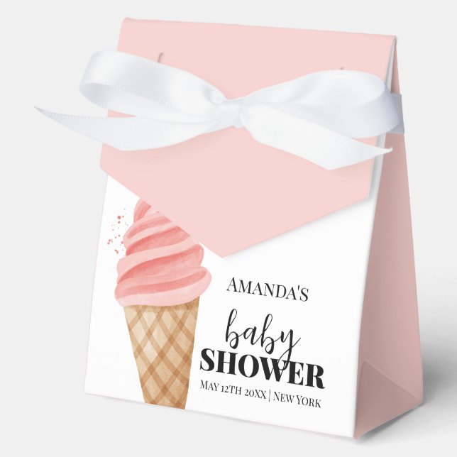Pink Minimalistisch Ice Cream Scoop Babydusche Geschenkschachtel (Vorderseite)