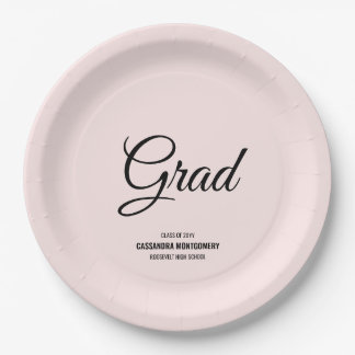 Pink Minimalistisch Modern Graduation Party Pappteller