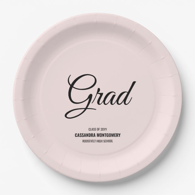 Pink Minimalistisch Modern Graduation Party Pappteller (Vorderseite)