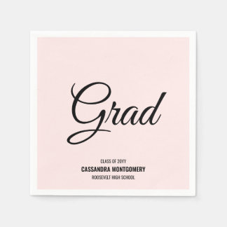 Pink Minimalistisch Modern Graduation Party Serviette