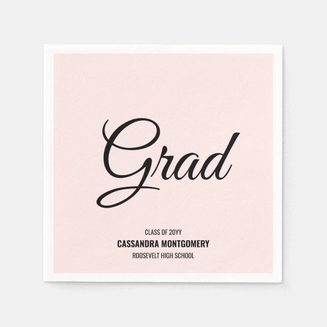 Pink Minimalistisch Modern Graduation Party Serviette (Vorderseite)