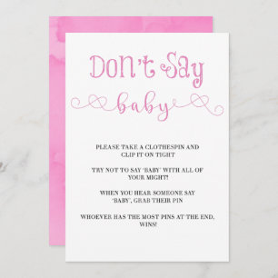 Pink Minimalistische Schrift Say Baby Invites nich