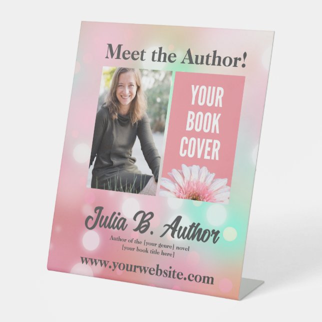 Pink & Mint Autor Buchsignierung oder Buchstart Sockelschild (Vorderseite)