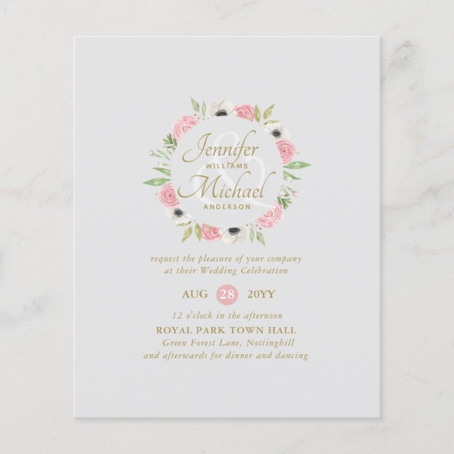 Pink Mint Floral Brautparty per Post oder Hochzeit (Vorderseite)