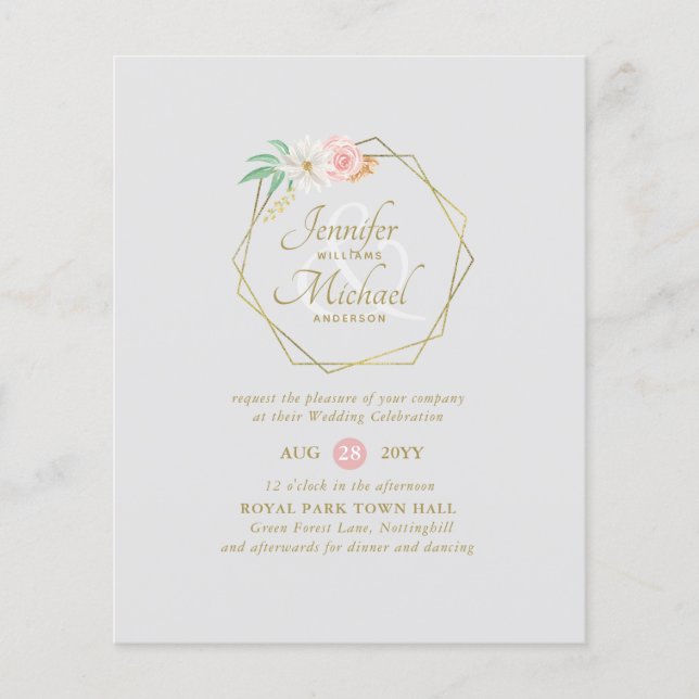 Pink Mint Floral Brautparty per Post oder Hochzeit (Vorderseite)