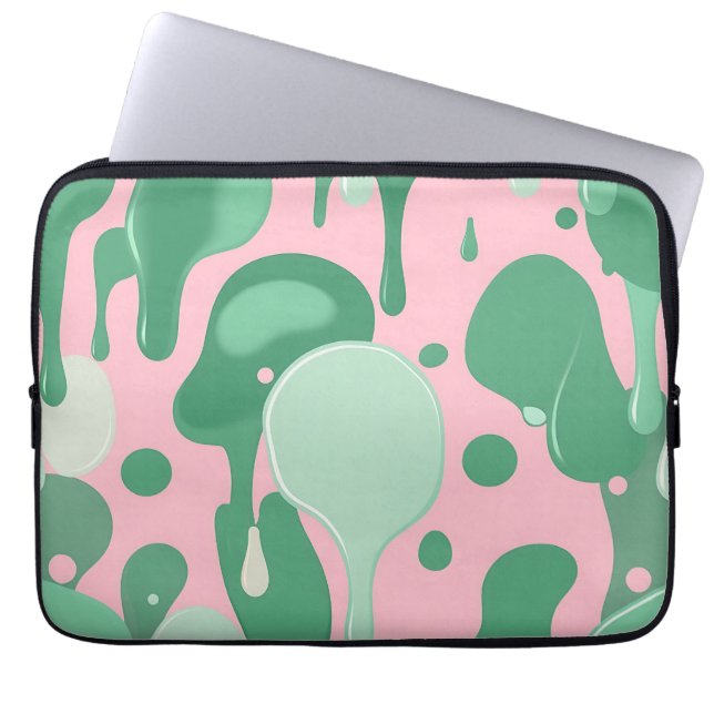 Pink Mint Green Melting Drip Pattern Abstract  Laptopschutzhülle (Vorderseite)