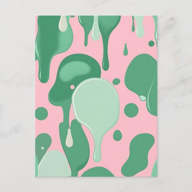 Pink Mint Green Melting Drip Pattern Abstract  Postkarte (Vorderseite)