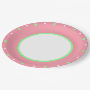 Pink Mint Green Polka Dots Pappteller