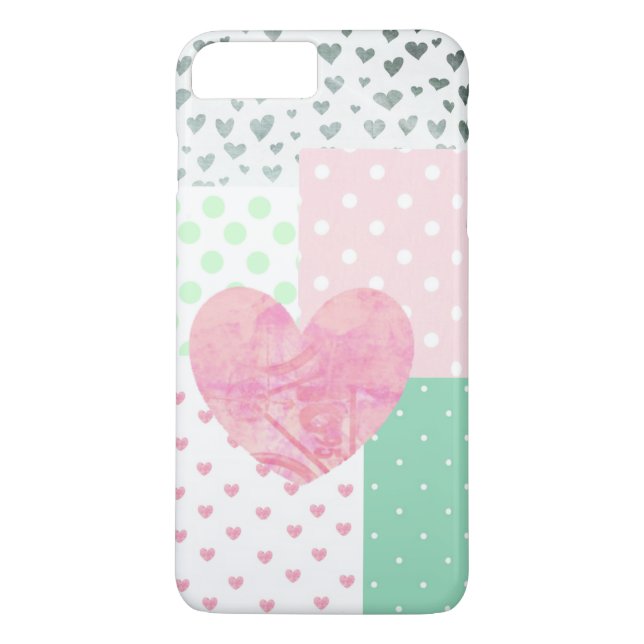 Pink, Mint Green und Silver Heart Handy Case (Rückseite)