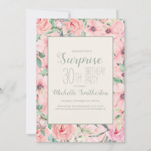 Pink Mint Green Watercolor Floral 30. Geburtstag