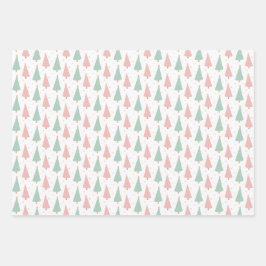Pink/Mint Holiday Wrapping Paper Sheets Geschenkpapier Set