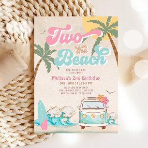 Pink Mint Two The Beach Surfing 2. Geburtstag Einladung