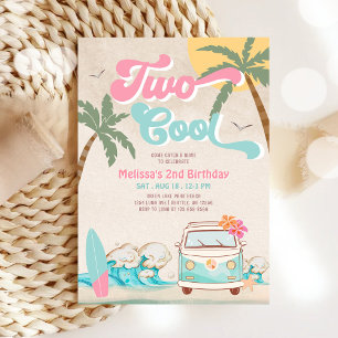 Pink Mint Zwei Coole Surfen 2. Geburtstag Einladung