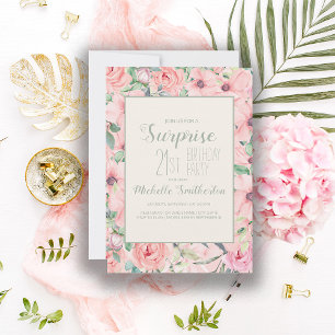 Pink Mintgrün Wasserfarbe Floral 21. Geburtstag