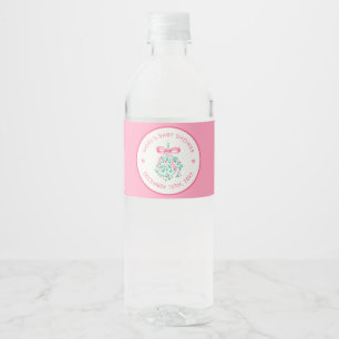 Pink Mistletoe Baby Dusche Wasser Flasche Etikett