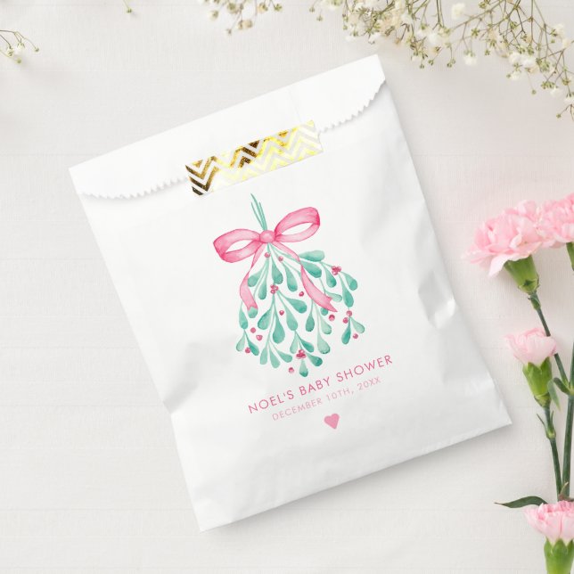 Pink Mistletoe Girl Baby Dusche Beutel Geschenktütchen (Versiegelt)