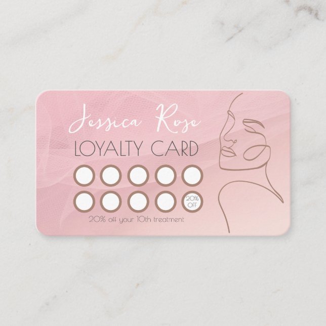 Pink mit der Salon QR-Codezeile anpassen Treuekarte (Vorderseite)