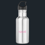 Pink mit Namen, minimalistischem Text Edelstahlflasche<br><div class="desc">Mit Namen,  Text minimalistisch rosa Edelstahl-Wasserflasche</div>