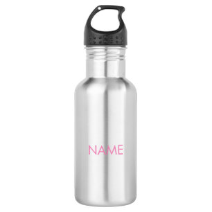 Pink mit Namen, minimalistischem Text Edelstahlflasche