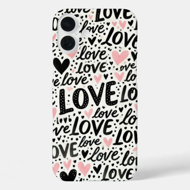 PINK MIT SCHWARZER LIEBE UND HERZEN Case-Mate iPhone HÜLLE (Rückseite)