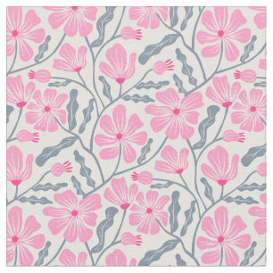 Pink Mitte Jahrhundert Modernes Blumenmuster Stoff