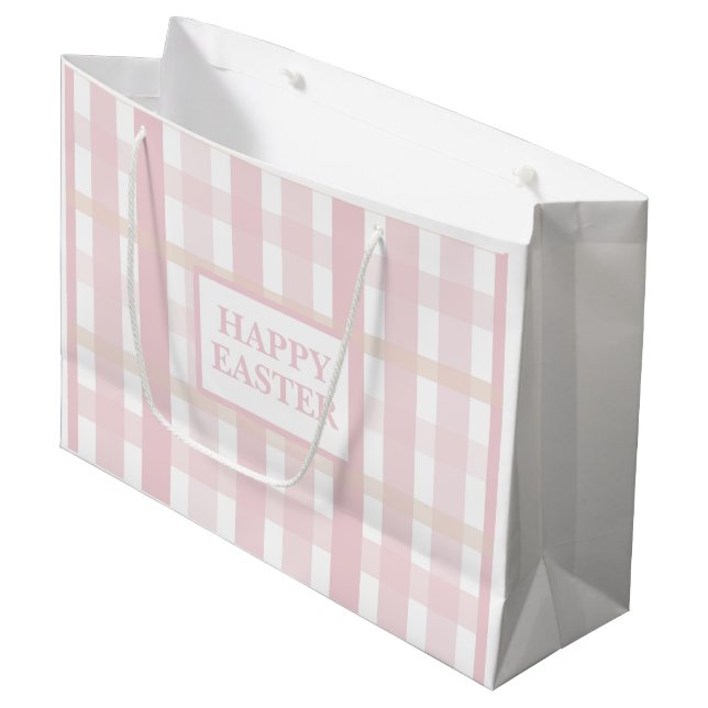 Pink Mix Plaid Große Geschenktüte (Vorderseite Schrägansicht)