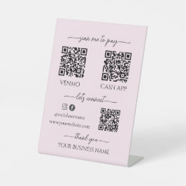 Pink Mobile Checkout Business qr code table topper Sockelschild