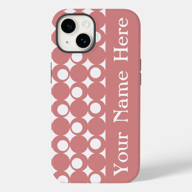 Pink Mod Ball Design mit Namen Case-Mate iPhone Hülle (Rückseite)