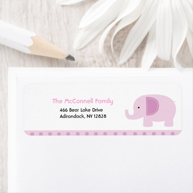Pink Mod Elephant PRINTABLE ADRESSE ETIKETTEN (Insitu)