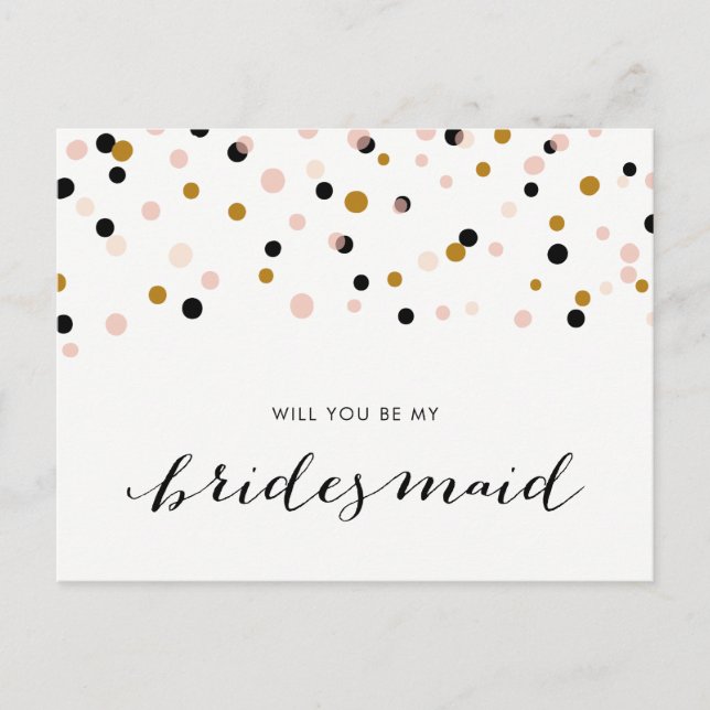 Pink ModerConfetti Dots werden Sie meine Bridesmai Einladungspostkarte (Vorderseite)