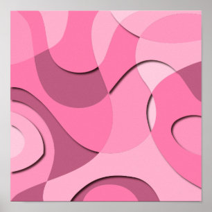 Pink Modern Abstraktes, fragmentarisches Cutout-Pa Poster