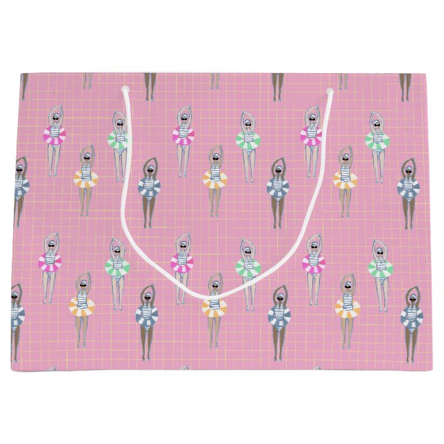 Pink Modern Artistic Swimmingpool Große Geschenktüte (Vorderseite)