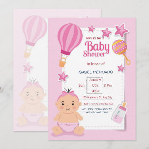 Pink Modern Baby Dusche Einladung