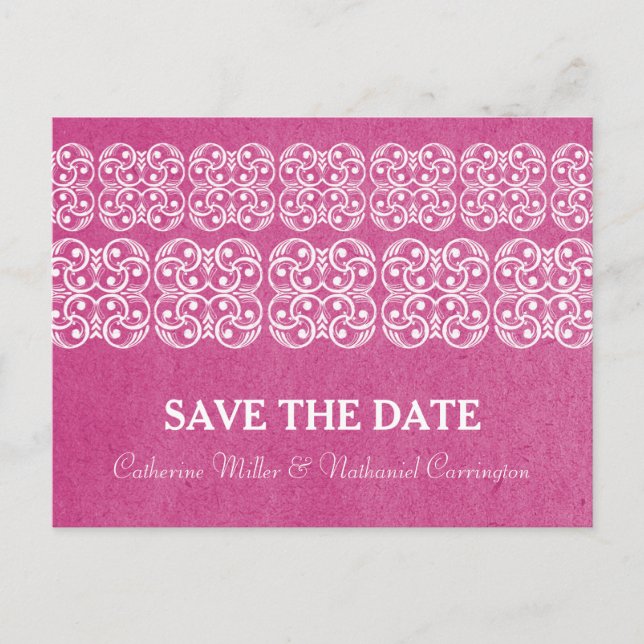 Pink Modern Bohemisch Save the Date Postkarte (Vorderseite)