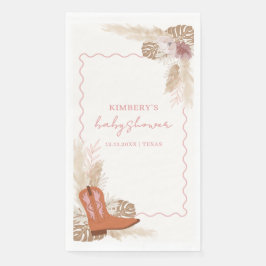 Pink Modern Boho Cowgirl Boots Pampas Baby Dusche Serviette