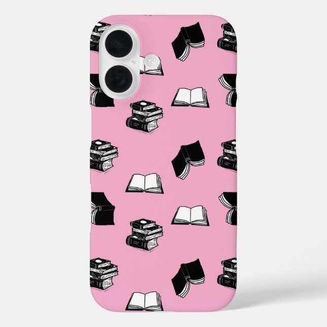 Pink Modern buchhalterisch Bibliophile Buchmuster Case-Mate iPhone Hülle (Rückseite)